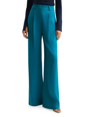 Широкие брюки из плиссированного твила Rina , синий Reiss