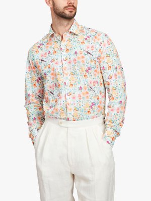 Рубашка с акварельным принтом бабочки , белый/мульти Simon Carter