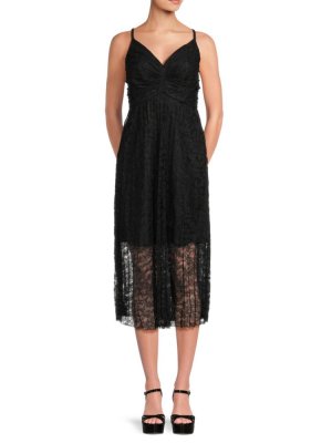 Кружевное платье миди без рукавов , черный Calvin Klein
