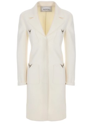 Пальто из шерсти и ангоры VALENTINO PAP. Цвет: белый
