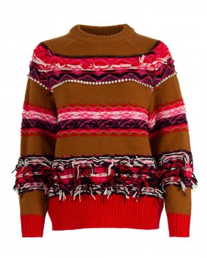 Вязаный свитер Essentiel. Цвет: коричневый+принт
