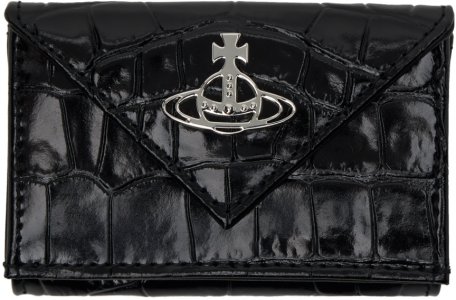 Черный кошелек-конверт с отделкой под кожу крокодила Vivienne Westwood