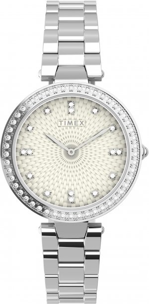 Часы 32 mm Adorn Crystal Bezel 3-Hand Bracelet Watch , цвет Silver Timex
