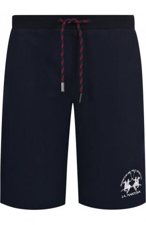 Хлопковые шорты с карманами La Martina. Цвет: темно-синий