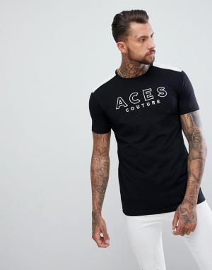 Обтягивающая черная футболка Aces Couture. Цвет: черный