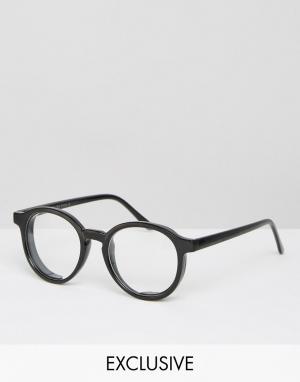 Круглые очки с прозрачными стеклами Reclaimed Vintage. Цвет: черный