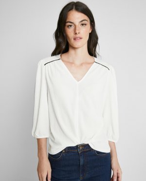 Женская блузка с рукавами-буфами и V-образным вырезом , белый Trucco