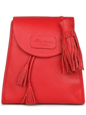 Рюкзак кожаный Santoni. Цвет: красный
