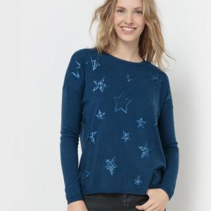 Пуловер со звездами из блесток Mollywod SUD EXPRESS. Цвет: синий