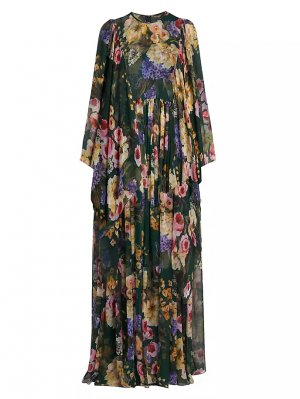 Шифоновое шелковое платье-накидка с цветочным принтом , цвет giardino bianco Dolce&Gabbana
