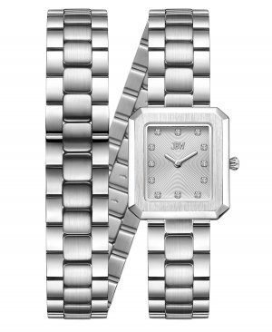 Женские часы Arc с двойным браслетом из нержавеющей стали, 23 x 25 мм , серебро Jbw
