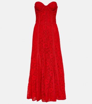 Кружевное платье миди с бюстье sharie , красный Costarellos