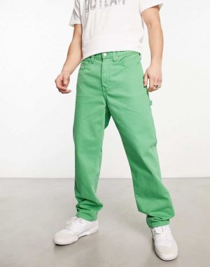Зеленые джинсы-комбинезоны Tommy Jeans