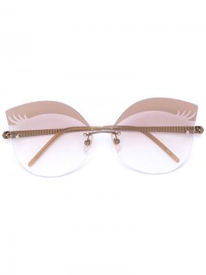 Солнцезащитные очки Loree Rodkin Wink Sama Eyewear. Цвет: металлический