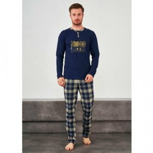 Пижама , брюки, лонгслив, размер 50, синий Relax Mode. Цвет: синий