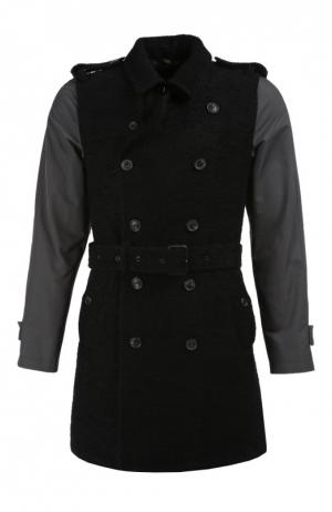 Пальто с поясом Mauro Grifoni. Цвет: черный