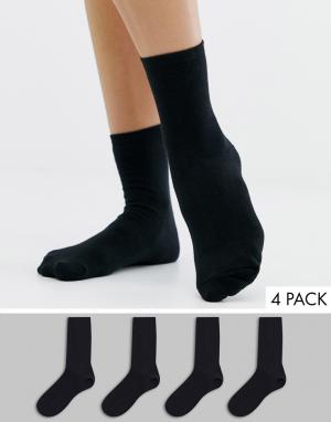 Набор из 4 пар черных носков New Look. Цвет: черный