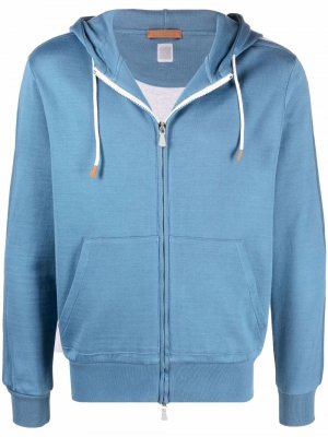Stripe-detail zipped hoodie Eleventy. Цвет: синий