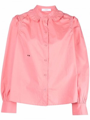 Рубашка с объемными рукавами и вышитым логотипом Roseanna. Цвет: розовый