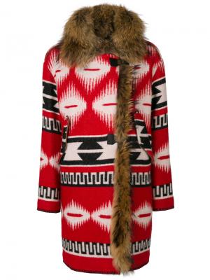 Пальто с этническим узором Bazar Deluxe. Цвет: красный