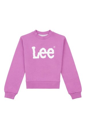 Фиолетовая блузка свободного кроя с круглым вырезом и графическим принтом для девочек , фиолетовый Lee