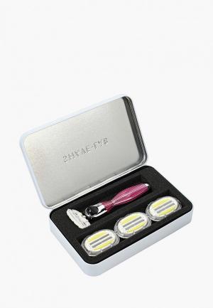 Набор для бритья Shave Lab SEIS Dark Lavander- P.L.6+ женщин Вечерняя лаванда/серебро, комплект 6+(с увлажняющей подушечкой) лезвий х 4шт. Цвет: фиолетовый