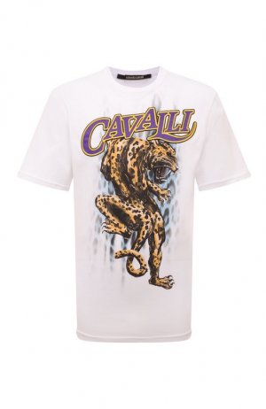 Хлопковая футболка Roberto Cavalli. Цвет: белый