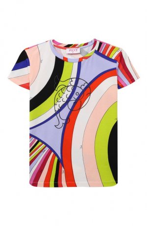 Хлопковая футболка Emilio Pucci. Цвет: разноцветный