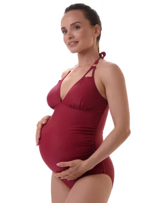 Купальник для беременных женский 01-0742-100F2157 бордовый 50 RU Emdi. Цвет: бордовый