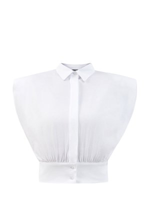 Кроп-рубашка из хлопка с объемными подплечниками KARL LAGERFELD. Цвет: белый