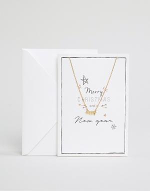 Ожерелье с подарочной открыткой Merry Christmas Orelia. Цвет: золотой
