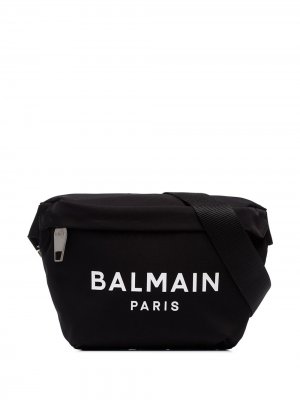 Поясная сумка с логотипом Balmain. Цвет: черный