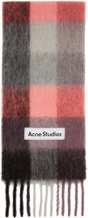 Розово-серый шарф в клетку Acne Studios
