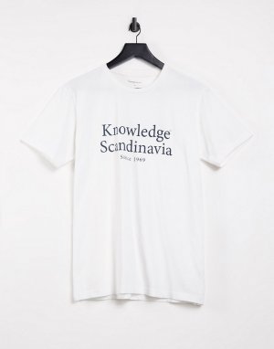 Белая футболка из органического хлопка с логотипом -Белый Knowledge Cotton Apparel