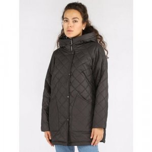 Женская куртка A PASSION PLAY, демисезонная, SQ68491, с капюшоном, цвет темно-серый, размер 50 Play. Цвет: серый/темно-серый