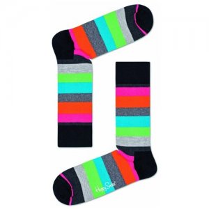 Носки унисекс , 1 пара, классические, размер 25, мультиколор Happy Socks. Цвет: розовый/желтый/оранжевый/черный/красный