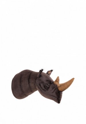 Игрушка мягкая Hansa Декоративная Голова носорог на стену, 55 см. Цвет: коричневый