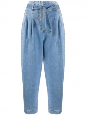Зауженные джинсы с присборенной талией Wandering. Цвет: синий