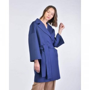 Пальто-реглан  демисезонное, шерсть, силуэт прямой, средней длины, размер 42, синий Heresis. Цвет: синий