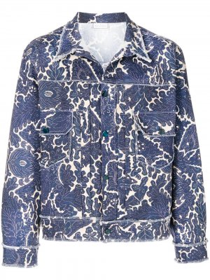 Джинсовая куртка с графичным принтом Pierre-Louis Mascia. Цвет: синий