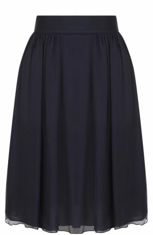 Шелковая юбка-миди с широким поясом Armani Collezioni. Цвет: темно-синий