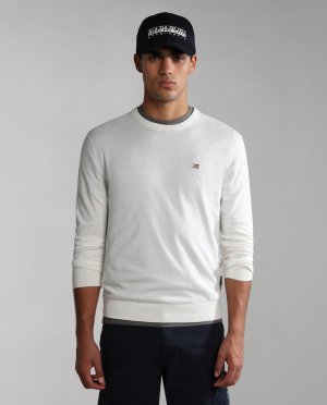 Белый мужской свитер с круглым вырезом , Napapijri. Цвет: белый