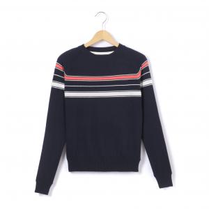 Пуловер из плотного трикотажа с круглым вырезом La Redoute Collections. Цвет: синий морской