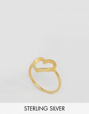 Позолоченное кольцо с сердечком Dogeared. Цвет: золотой