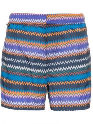 Пляжные шорты в полоску зигзаг Missoni Mare. Цвет: синий