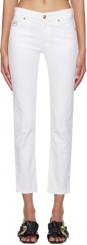 Белые зауженные джинсы Versace Jeans Couture