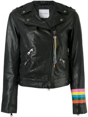 Байкерская куртка с радужной отделкой на рукаве Mira Mikati. Цвет: чёрный