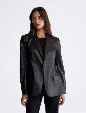 Пиджак Faux Leather, черный Calvin Klein