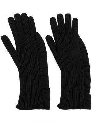 Перчатки с рюшами Laneus. Цвет: чёрный