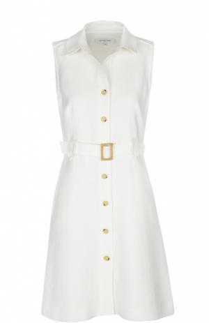 Льняное платье-рубашка с поясом Gerard Darel. Цвет: белый